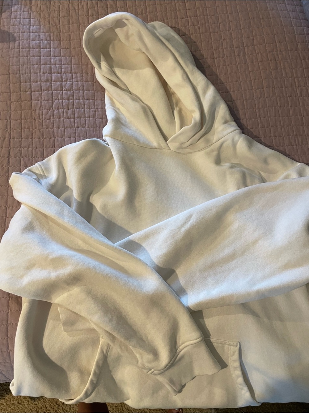 Men's Cream Hooded Pullover Sweatshirt
